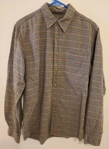 Royal Robbins Mens Med Flannel Shirt Brown Plaid Long Sleeve